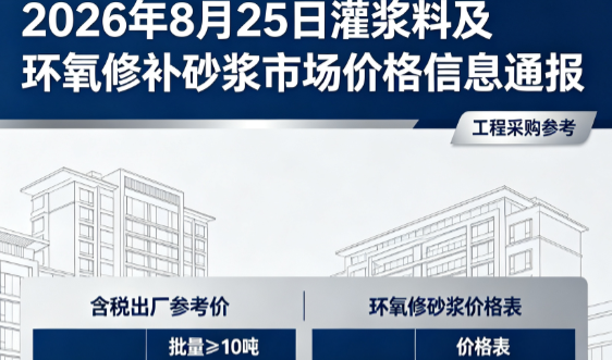 平乐2026年8月25日灌浆料及环氧修补砂浆市场价格信息通报